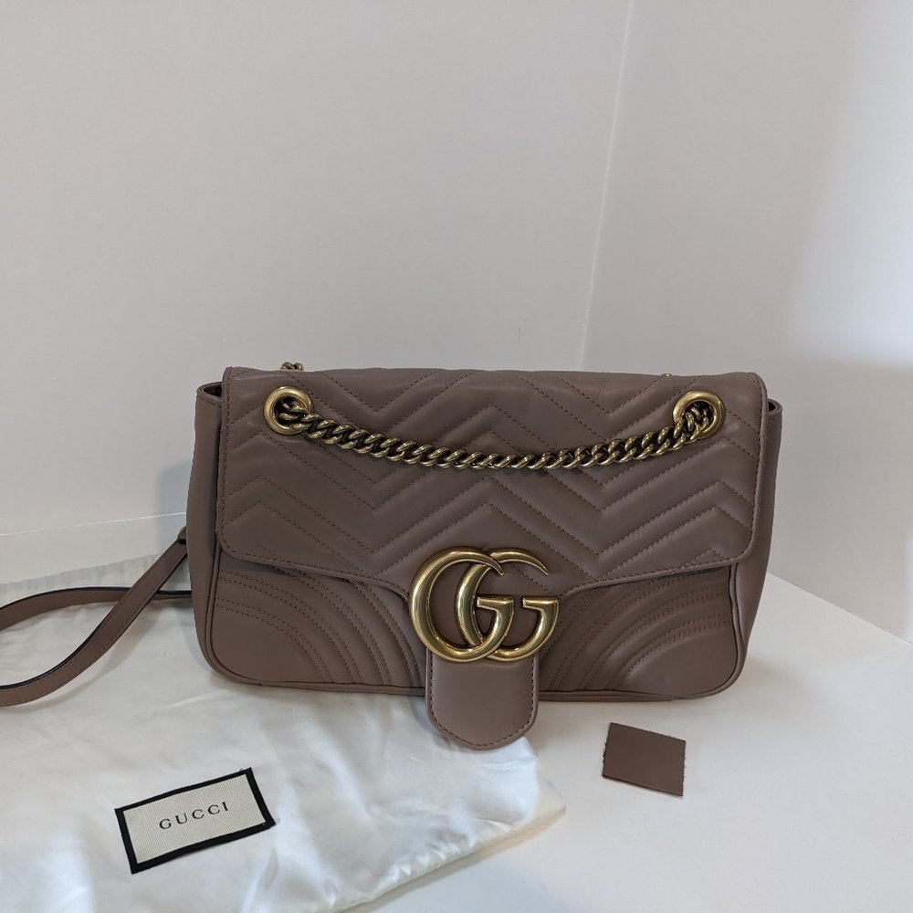 💎✨SOLD✨💎Gucci Marmont Large tan "dusty pink" with gold hardware